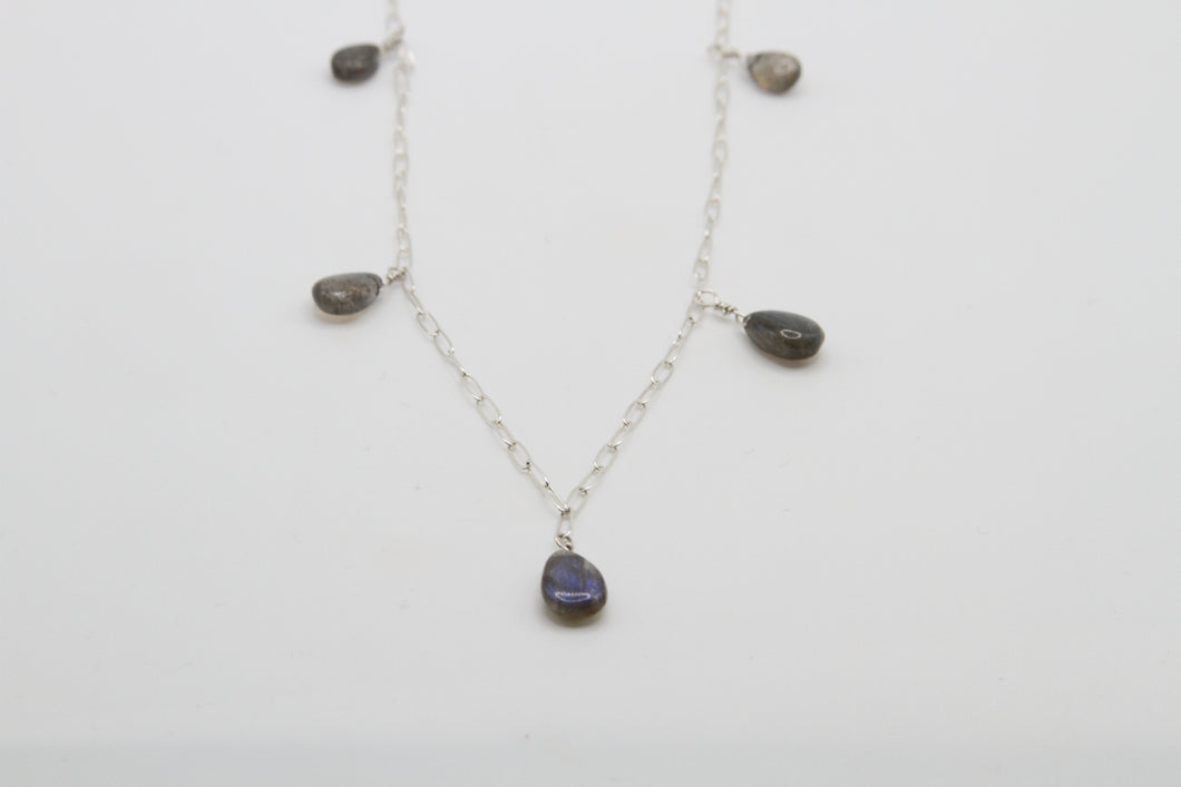Labradorite Drop Silver Necklace