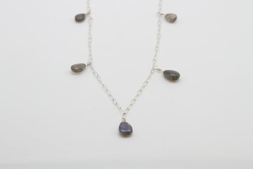 Labradorite Drop Silver Necklace