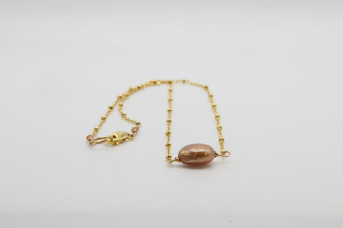 Small Coin Pearl Gold Necklace