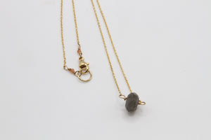 Labradorite Button Gold Necklace