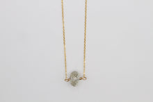 Load image into Gallery viewer, Aquamarine Button Gold Necklace