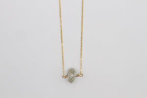 Aquamarine Button Gold Necklace
