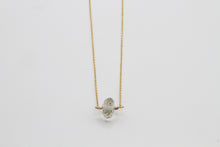 Load image into Gallery viewer, Aquamarine Button Gold Necklace