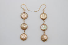 Load image into Gallery viewer, Coin 3 Pearl Gold Earrings