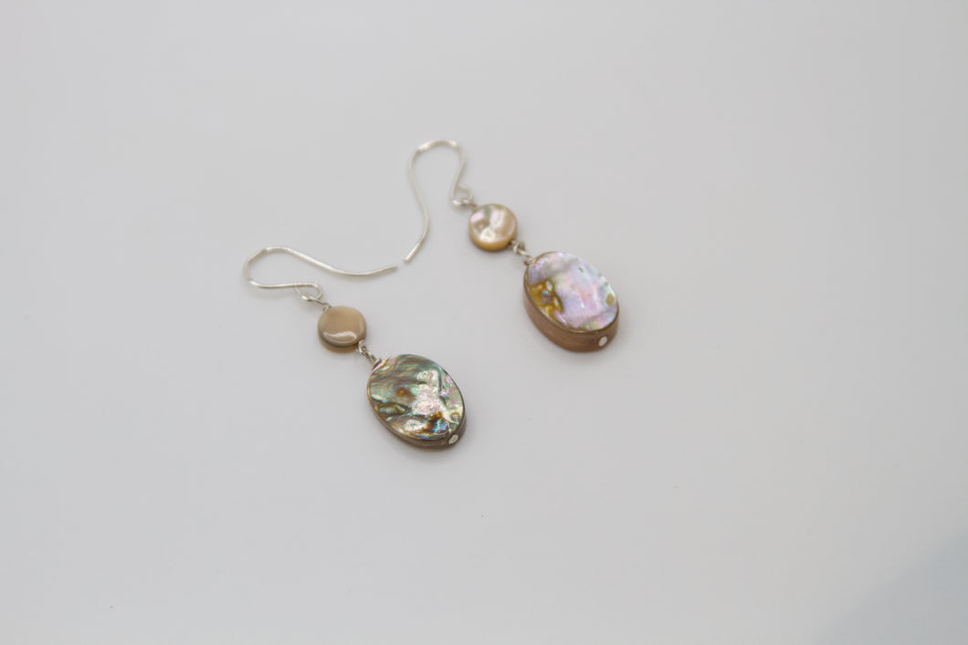 Abalone Retro Silver Silver Earrings