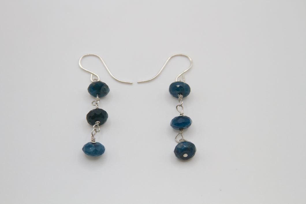 Apatite 3 Drop Silver Earrings