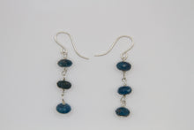 Load image into Gallery viewer, Apatite 3 Drop Silver Earrings