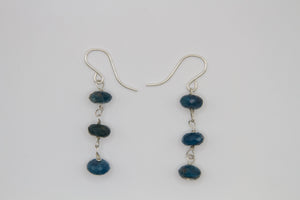 Apatite 3 Drop Silver Earrings