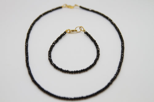 Black Spinel Faceted Gold Necklace