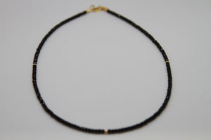 Black Spinel Faceted Gold Necklace