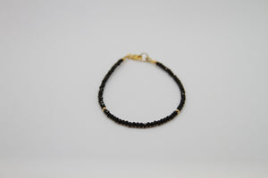 Black Spinel Faceted Gold Bead Bracelet