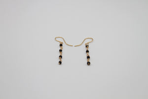 Black Spinel Wrapped Gold Earrings