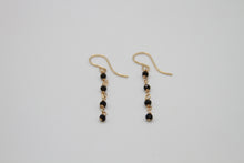 Load image into Gallery viewer, Black Spinel Wrapped Gold Earrings