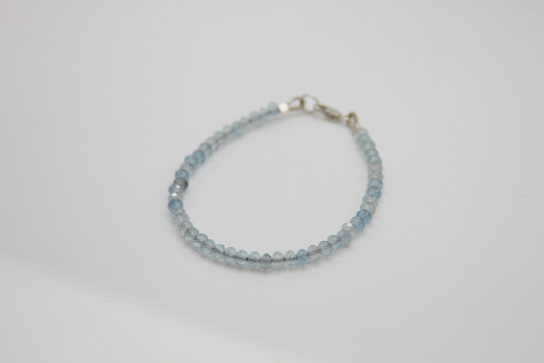 Aquamarine Faceted Silver Bracelet