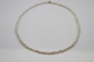 White Potato Pearl Silver Necklace