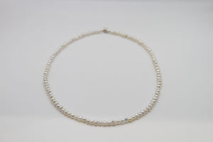 White Potato Pearl Silver Necklace