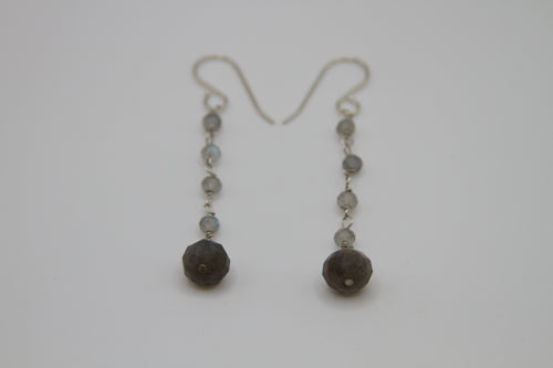 Labradorite Button Dream Silver Earrings