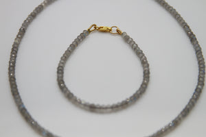 Labradorite Faceted Gold Bracelet