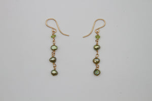 Glimmering Green Gold Earrings