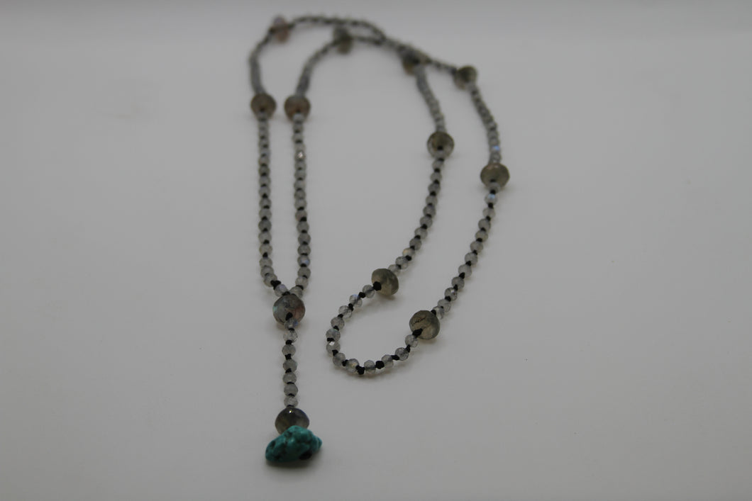 Labradorite & Silk Prayer Necklace