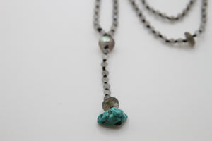 Labradorite & Silk Prayer Necklace