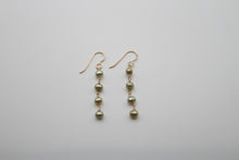 Load image into Gallery viewer, Four Green Pearls Gold Earrings