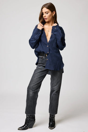 The Linen Voile Favorite Shirt- Navy