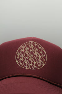 Trucker Hat Flower of Life Maroon/Gold