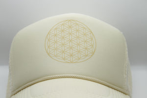 Trucker Hat Flower of Life Cream/Gold