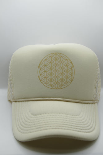 Trucker Hat Flower of Life Cream/Gold