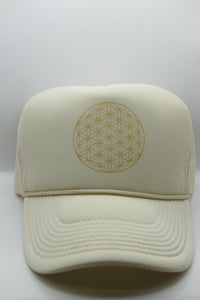 Trucker Hat Flower of Life Cream/Gold