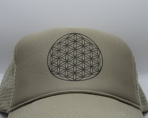 Trucker Hat Flower of Life Khaki/Black