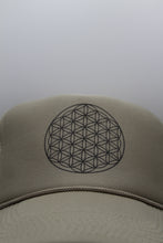 Load image into Gallery viewer, Trucker Hat Flower of Life Khaki/Black