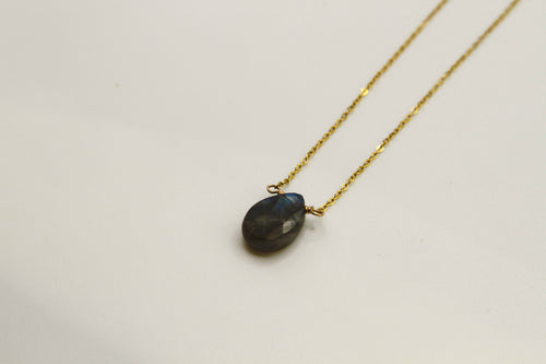 Labradorite Faceted Gold Necklace