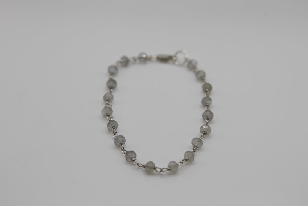 Wire Wrapped Labradorite Silver Bracelet