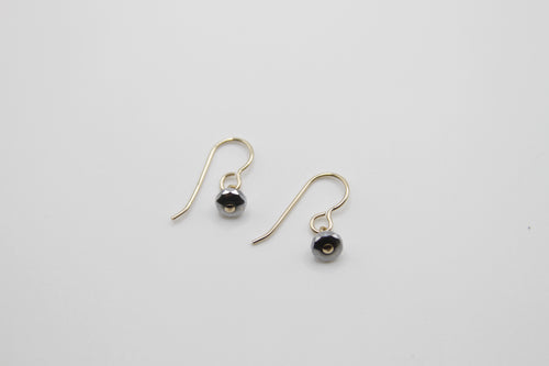 Hematite Faceted Gold Button Earrings