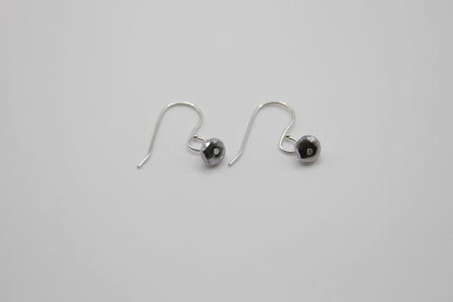 Hematite Faceted Silver Button Earrings