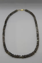 Load image into Gallery viewer, Square Faceted Gold Labradorite Necklace