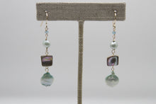 Load image into Gallery viewer, Pearly Blue Water Gold Earrings