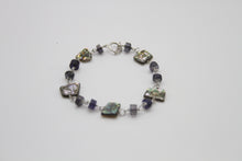 Load image into Gallery viewer, Abalone Iolite Silver Bracelet