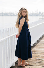 Load image into Gallery viewer, Navy Tie Front Midi Dress- Navy