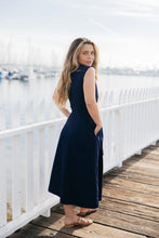 Load image into Gallery viewer, Navy Tie Front Midi Dress- Navy