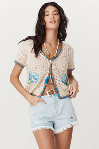 Coastal Granny Short Sleeve Top- Cornflower