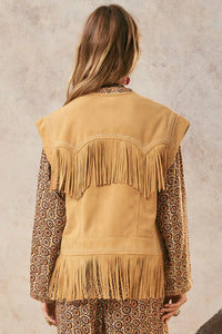 Fearless Heart Suede Fringe Vest- Sun Glow