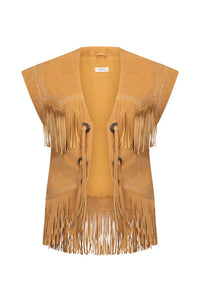Fearless Heart Suede Fringe Vest- Sun Glow