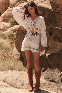 Florapaloosa Embroidered Tunic Dress- Wildflower