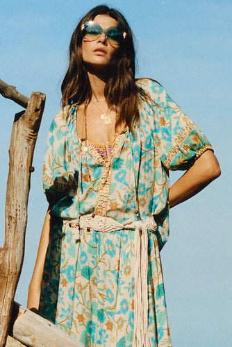 Goldie Short Sleeve Blouse- Lagoon