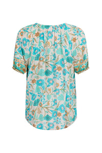 Goldie Short Sleeve Blouse- Lagoon