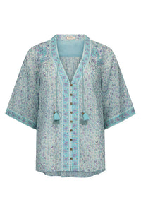 Little Bird Flutter Sleeve Blouse- Sky