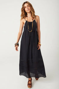 Love in the Afternoon Lace Maxi Dress- Midnight Rose